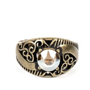 Paparazzi Gold and White Filigree Ring with Crystal Accent Shimmer in Time